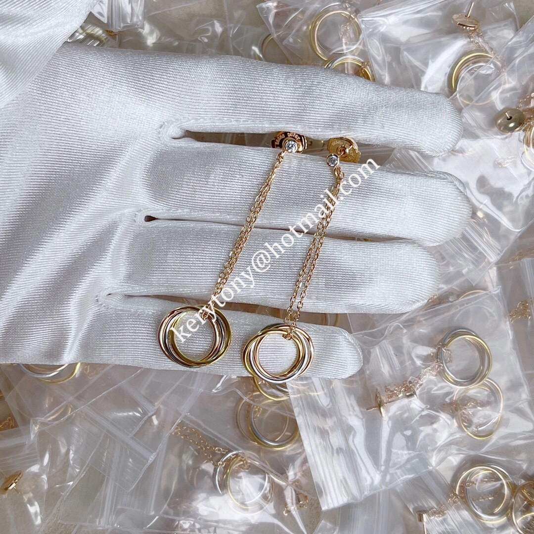 Replica Spring New Style Cartier Trinity Drop Earrings with Diamonds For Womens