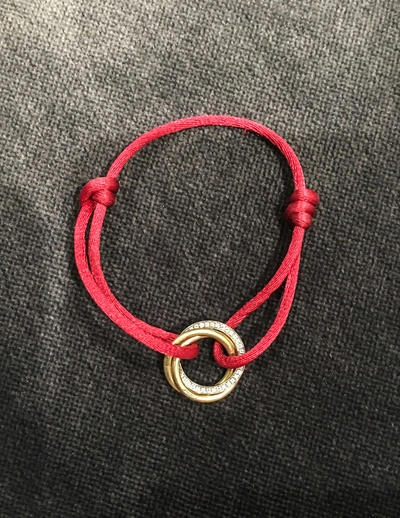 Replica Trinity de Cartier Bracelet 18k gold diamond Red Cotton