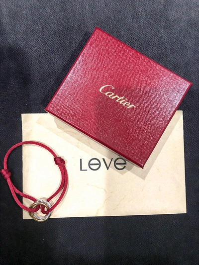 Replica Trinity de Cartier Bracelet 18k gold diamond Red Cotton