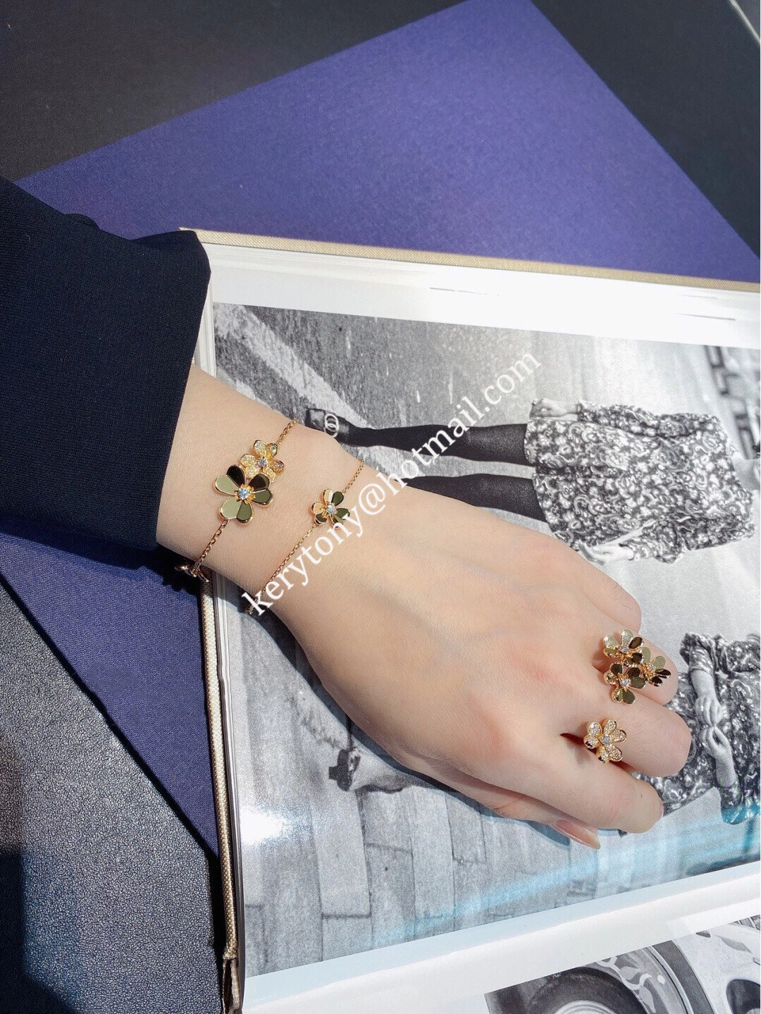 Replica Van Cleef Arpels Frivole Bracelet 5 Flowers Yellow Gold White Gold With Diamond Price America