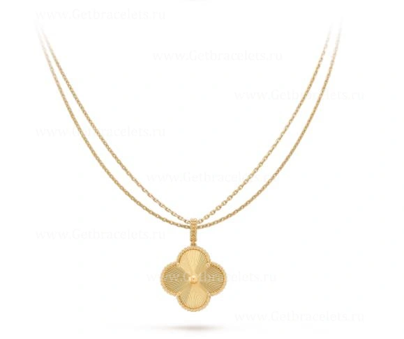 Replica Van Cleef Arpels Magic Alhambra Long Necklace 1 Motif Yellow Gold Rose Gold White Gold