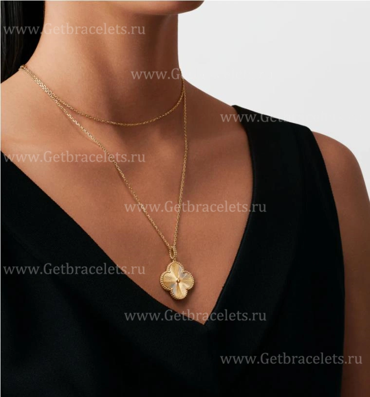 Replica Van Cleef Arpels Magic Alhambra Long Necklace 1 Motif Yellow Gold Rose Gold White Gold