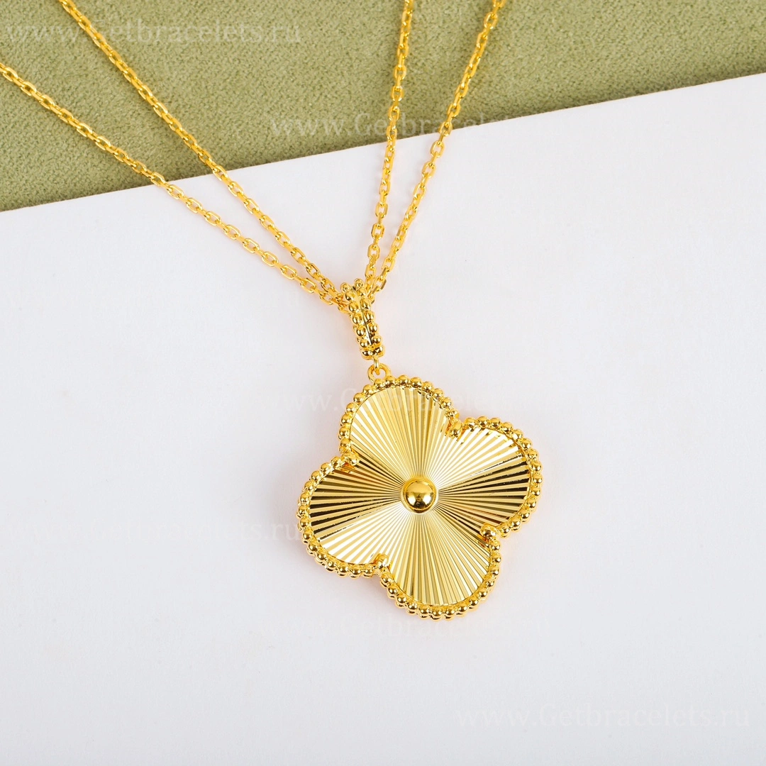 Replica Van Cleef Arpels Magic Alhambra Long Necklace 1 Motif Yellow Gold Rose Gold White Gold