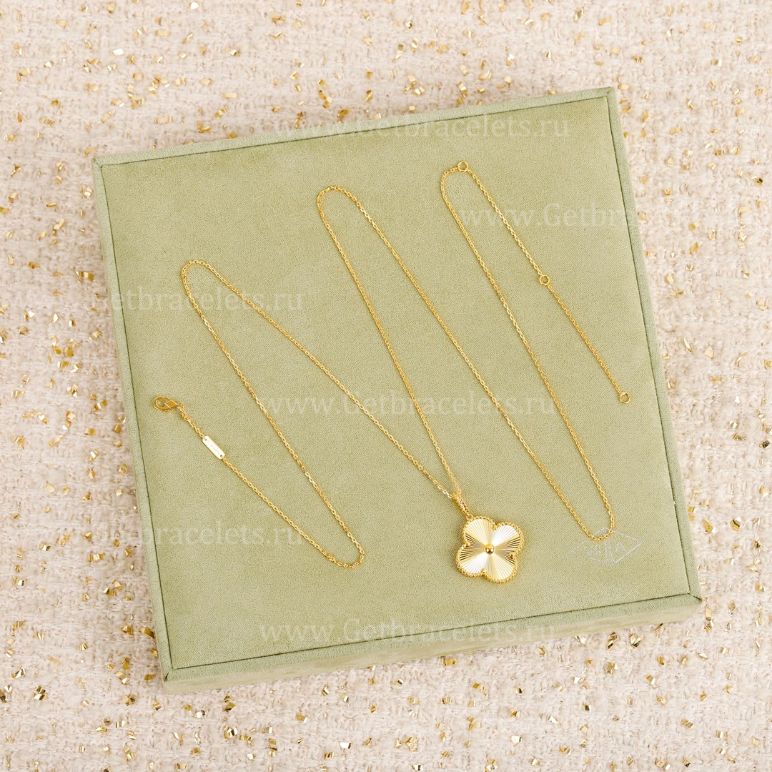 Replica Van Cleef Arpels Magic Alhambra Long Necklace 1 Motif Yellow Gold Rose Gold White Gold