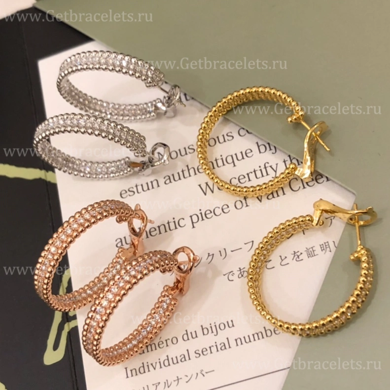 Replica Van Cleef Arpels Perlee 1 Row Diamonds Earrings