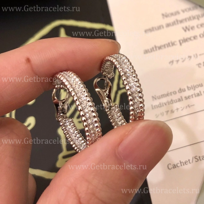 Replica Van Cleef Arpels Perlee 1 Row Diamonds Earrings