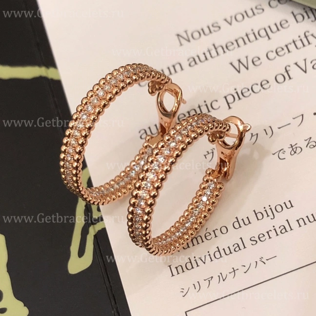 Replica Van Cleef Arpels Perlee 1 Row Diamonds Earrings