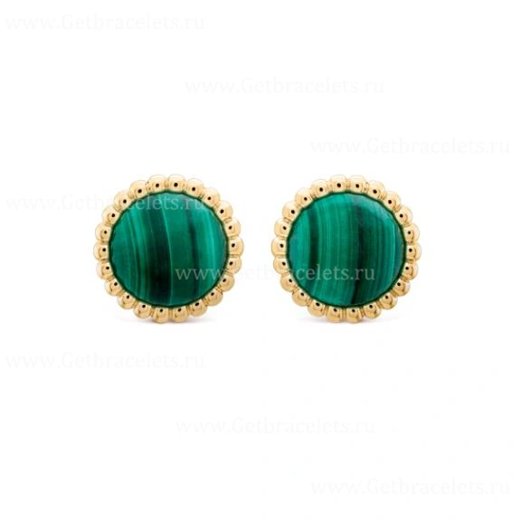 Replica Van Cleef Arpels Perlee Couleurs Earrings Yellow Gold Malachite