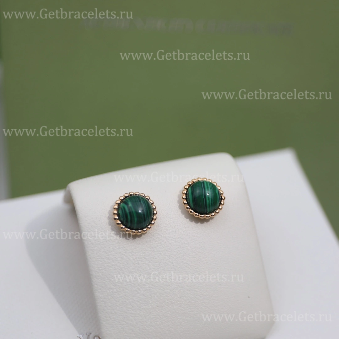 Replica Van Cleef Arpels Perlee Couleurs Earrings Yellow Gold Malachite