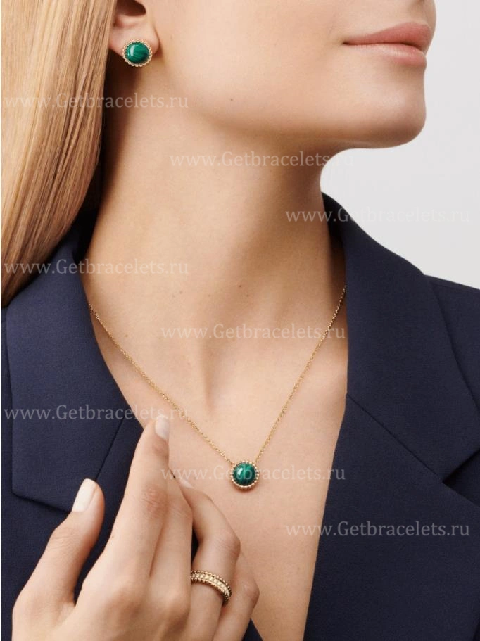 Replica Van Cleef Arpels Perlee Couleurs Earrings Yellow Gold Malachite