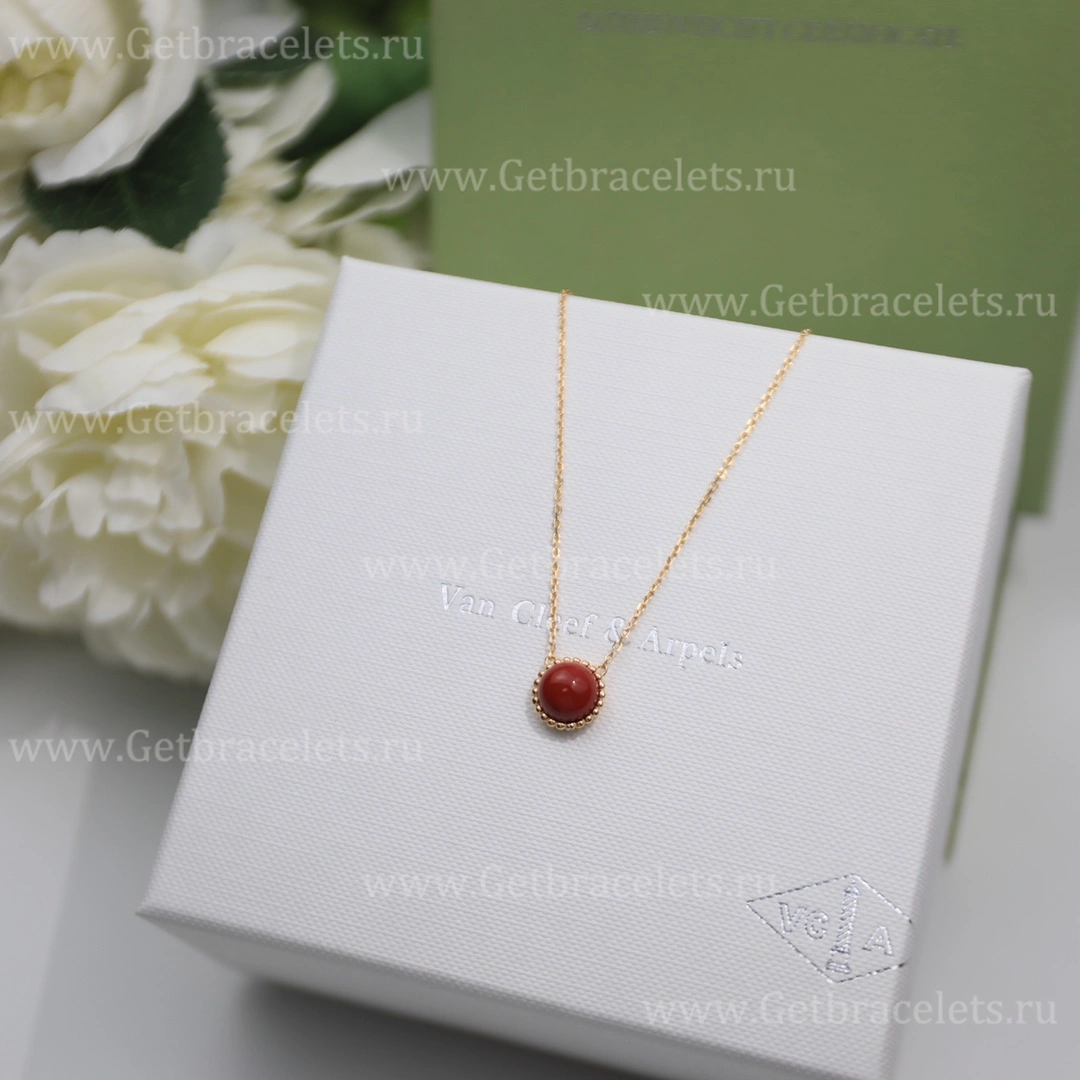 Replica Van Cleef Arpels Perlee Couleurs Pendant Rose Gold Carnelian