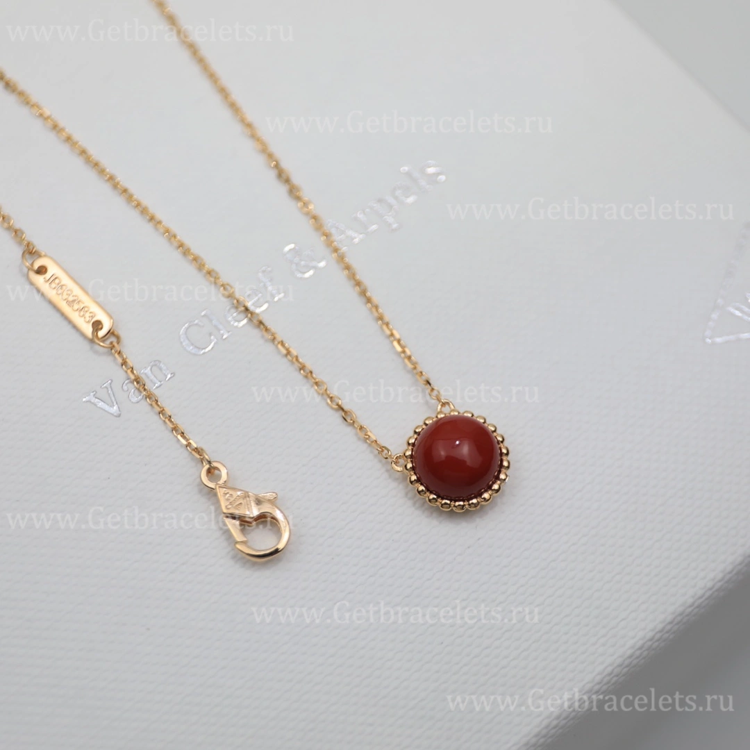 Replica Van Cleef Arpels Perlee Couleurs Pendant Rose Gold Carnelian