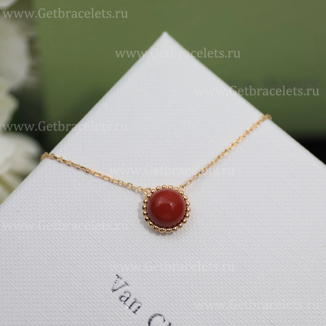 Replica Van Cleef Arpels Perlee Couleurs Pendant Rose Gold Carnelian