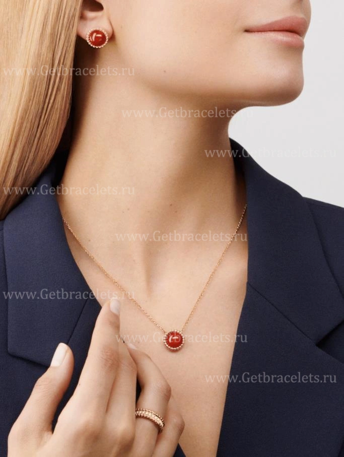 Replica Van Cleef Arpels Perlee Couleurs Pendant Rose Gold Carnelian
