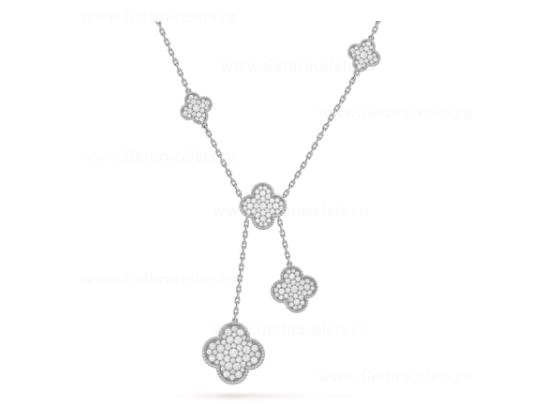 Replica Van Cleef Arpels Perlee Magic Alhambra Necklace 6 Motifs With Diamonds