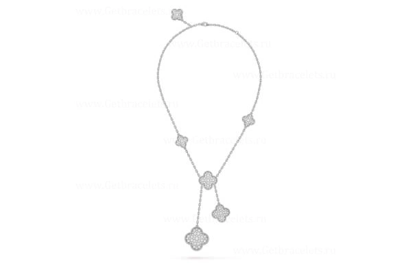 Replica Van Cleef Arpels Perlee Magic Alhambra Necklace 6 Motifs With Diamonds