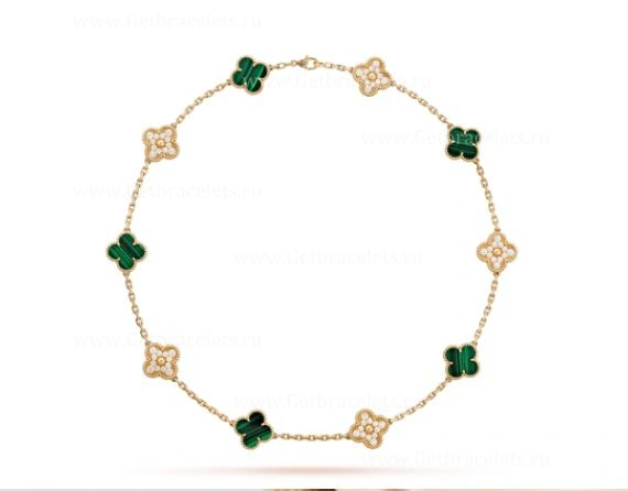 Replica Van Cleef Arpels Perlee Vintage Alhambra Necklace 10 Motifs With Diamonds