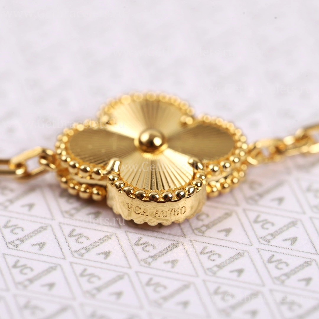 Replica Van Cleef Arpels Vintage Alhambra Bracelet 5 motifs Yellow Gold With Diamonds