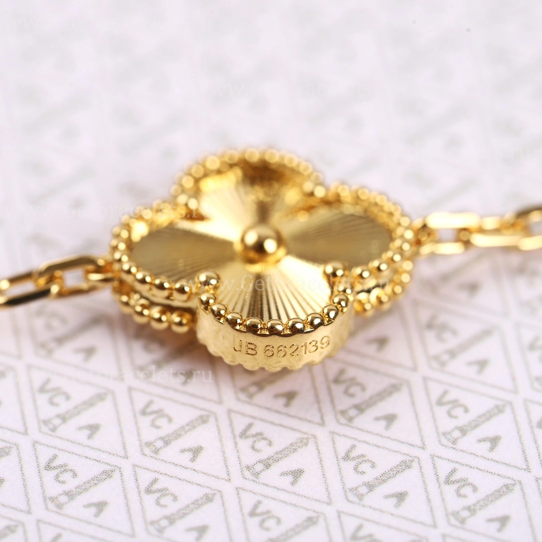 Replica Van Cleef Arpels Vintage Alhambra Bracelet 5 motifs Yellow Gold With Diamonds