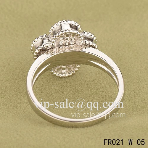 Replica Van Cleef Vintage Alhambra Ring In White Gold With Black Onyx