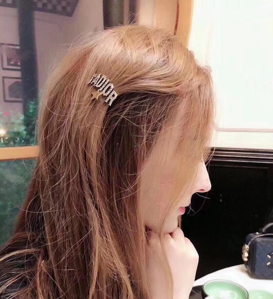 Spring Top Sale Cristian Dior J’Adior Logo Shaped Star Detail Ladies Brass Diamonds Hairpin Online