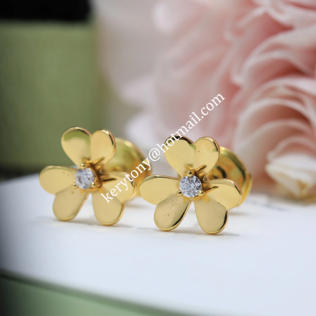 Spring Van Cleef Arpels Frivole Mini Earrings Yellow Gold White Gold Rose Gold With Diamond Low Price