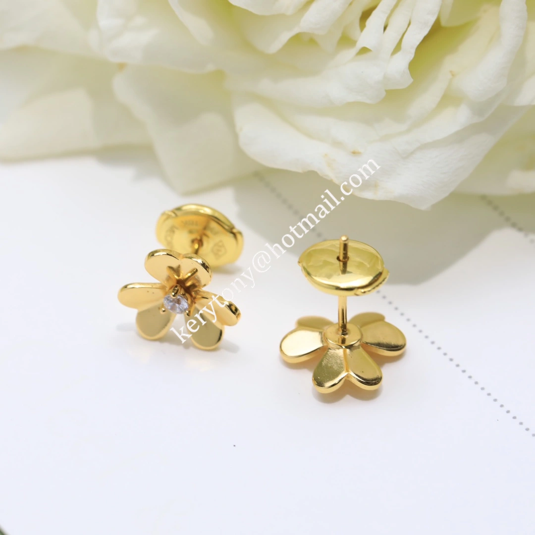 Spring Van Cleef Arpels Frivole Mini Earrings Yellow Gold White Gold Rose Gold With Diamond Low Price