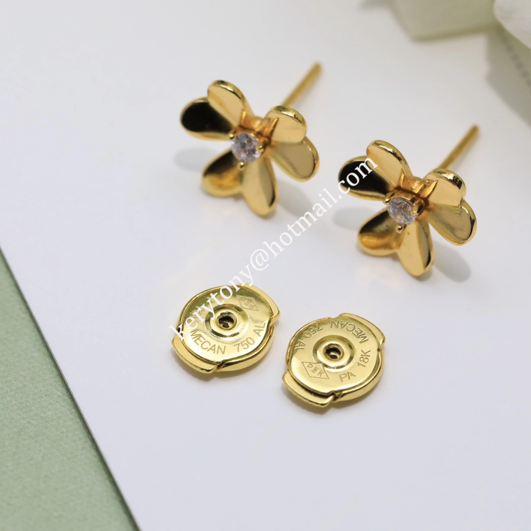 Spring Van Cleef Arpels Frivole Mini Earrings Yellow Gold White Gold Rose Gold With Diamond Low Price