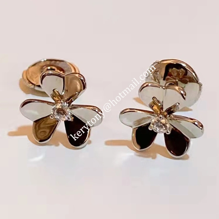Spring Van Cleef Arpels Frivole Mini Earrings Yellow Gold White Gold Rose Gold With Diamond Low Price