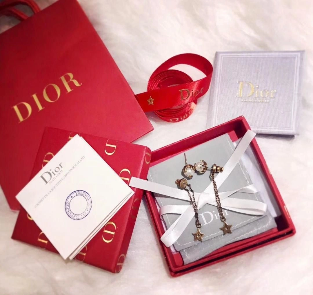 Spring Fall Dior Brass Star Tassel CD Motif Womens White Pearl Long Drop Earrings Online Replica