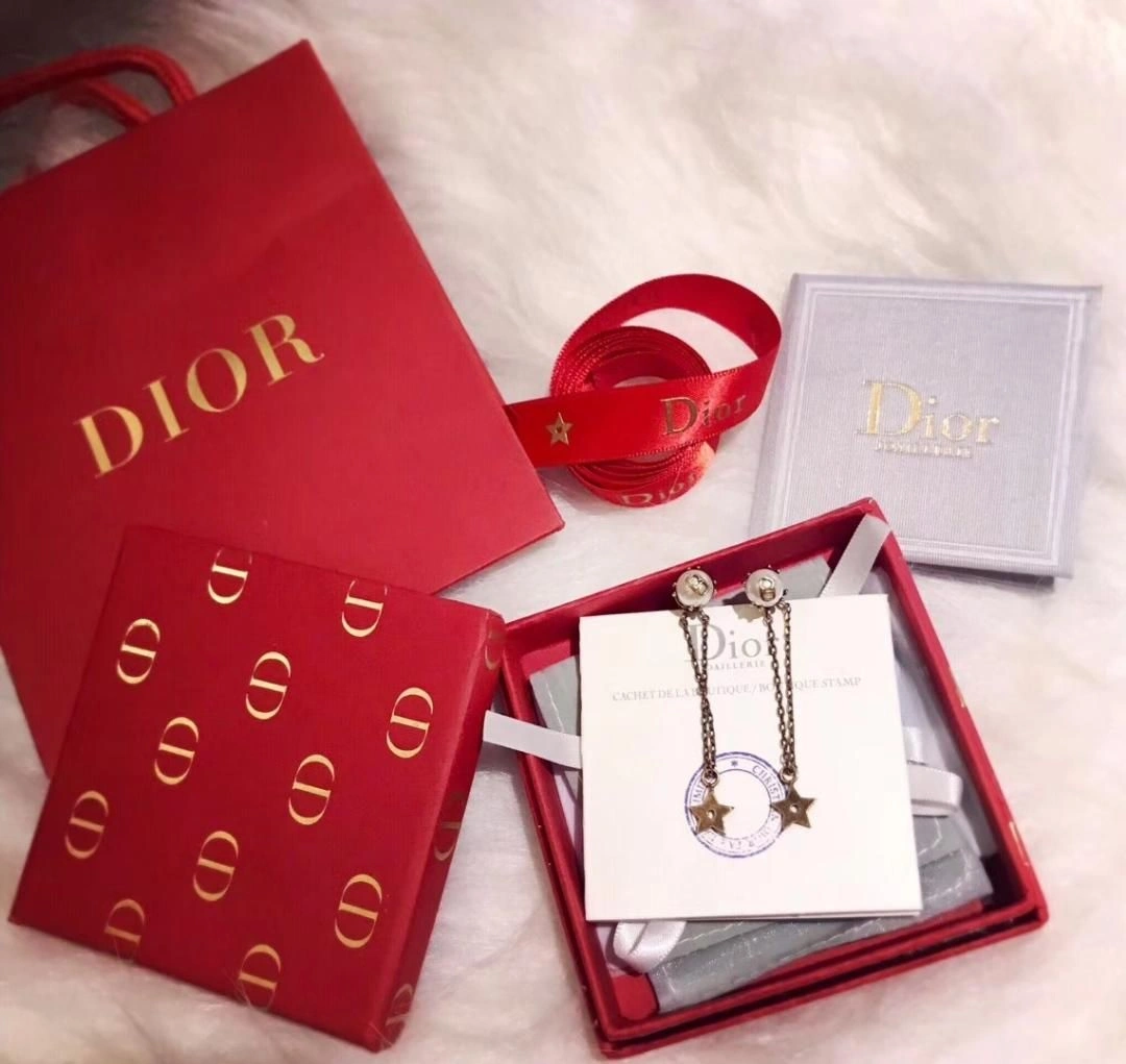 Spring Fall Dior Brass Star Tassel CD Motif Womens White Pearl Long Drop Earrings Online Replica