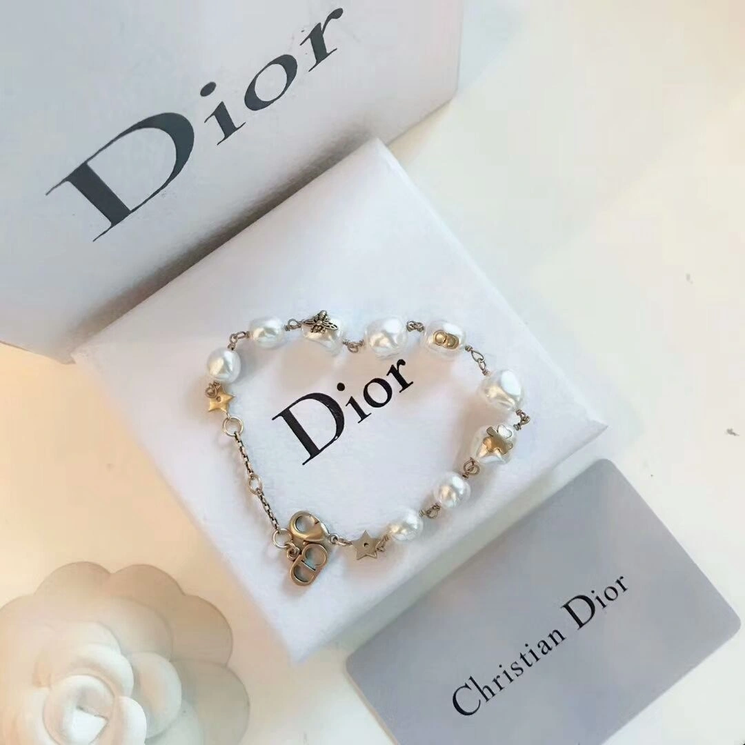 Summer Popular Dior Tribale Native Retro Brass Bee CD Clover Charm Atypical Pearl Bracelet For Womens
