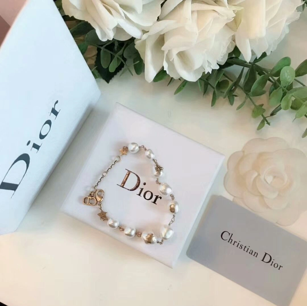 Summer Popular Dior Tribale Native Retro Brass Bee CD Clover Charm Atypical Pearl Bracelet For Womens