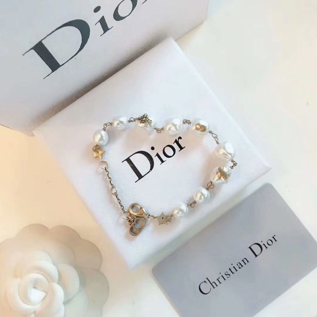 Summer Popular Dior Tribale Native Retro Brass Bee CD Clover Charm Atypical Pearl Bracelet For Womens