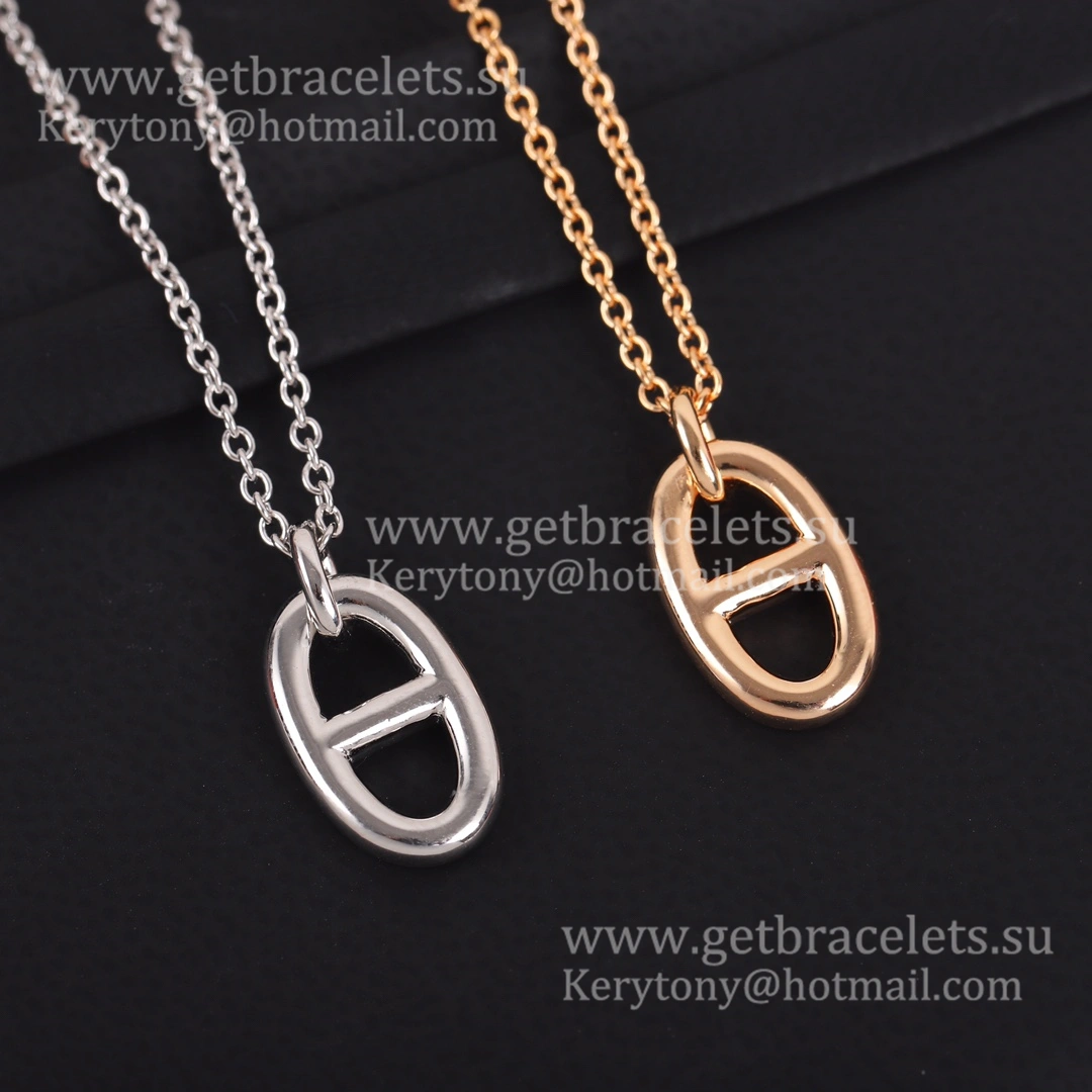 Superior Quality Hermes Chaine D’Ancre Necklace Rose Gold Silver