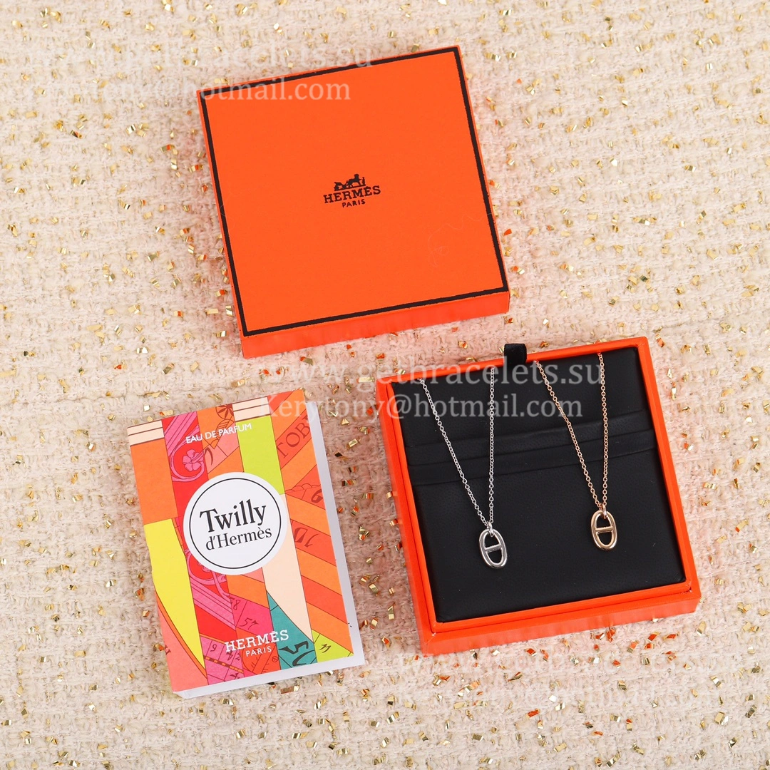 Superior Quality Hermes Chaine D’Ancre Necklace Rose Gold Silver