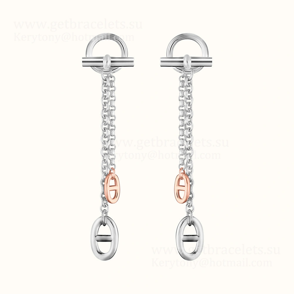 Superior Quality Hermes New Farandole Earrings in Silver and Rose Gold