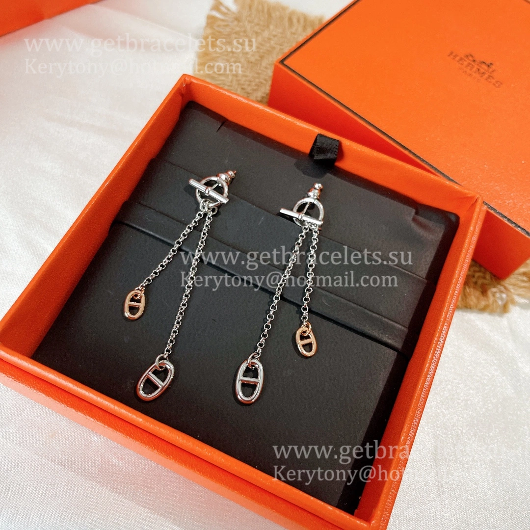 Superior Quality Hermes New Farandole Earrings in Silver and Rose Gold