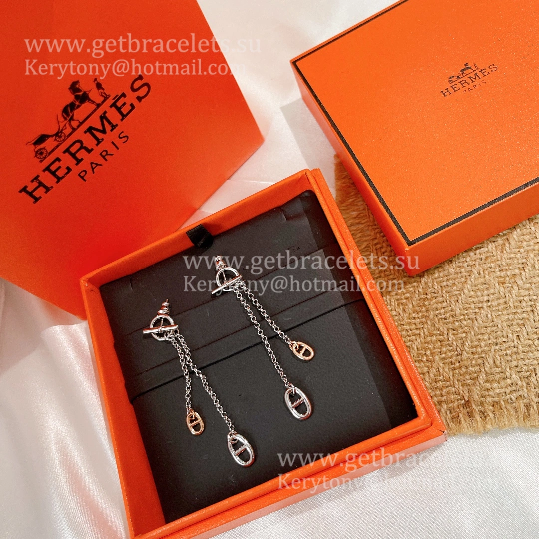 Superior Quality Hermes New Farandole Earrings in Silver and Rose Gold