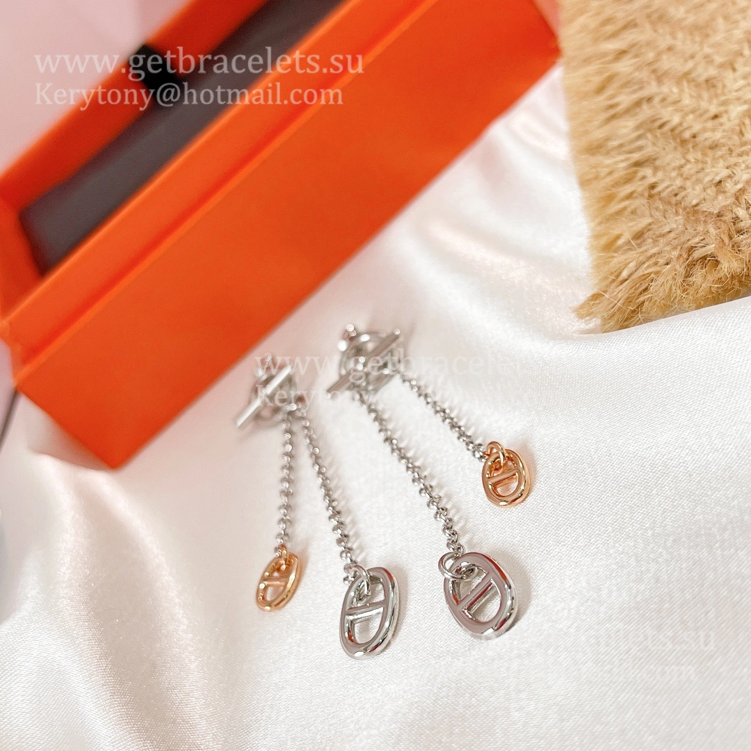 Superior Quality Hermes New Farandole Earrings in Silver and Rose Gold
