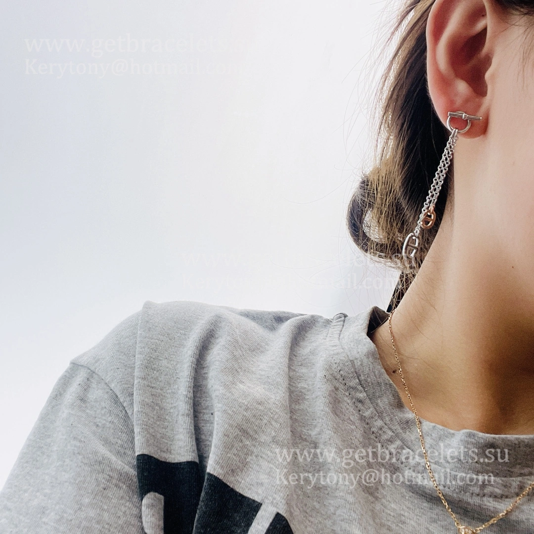 Superior Quality Hermes New Farandole Earrings in Silver and Rose Gold