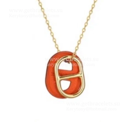 Timeless Style Hermes Swift Classic O’Maillon Necklace Yellow Gold With Leather Onange White