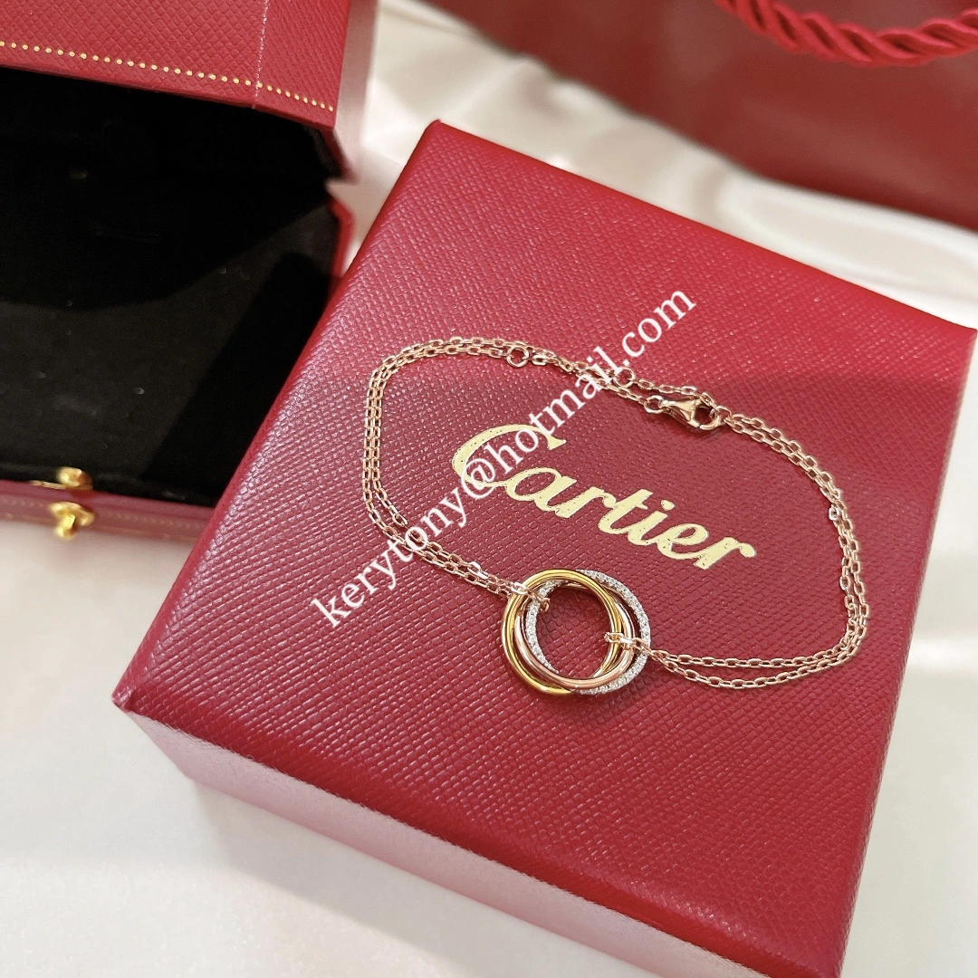 Top Sale Cartier Trinity Bracelet White Gold Yellow God Rose Gold with Diamonds B6059017 For Girls