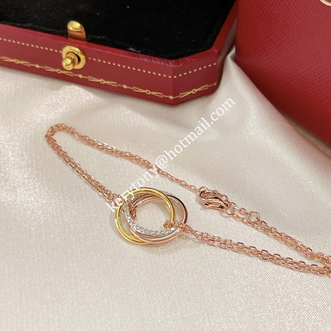 Top Sale Cartier Trinity Bracelet White Gold Yellow God Rose Gold with Diamonds B6059017 For Girls