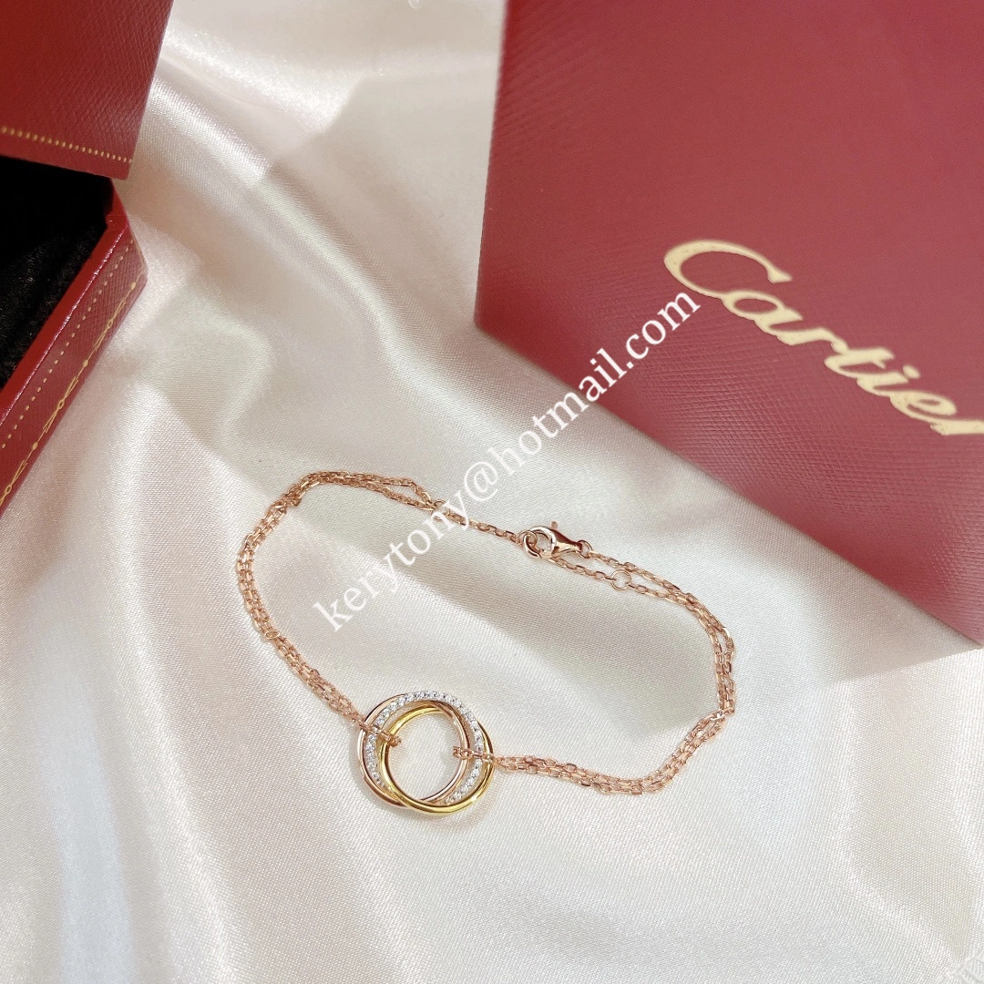 Top Sale Cartier Trinity Bracelet White Gold Yellow God Rose Gold with Diamonds B6059017 For Girls