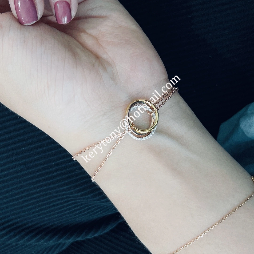 Top Sale Cartier Trinity Bracelet White Gold Yellow God Rose Gold with Diamonds B6059017 For Girls