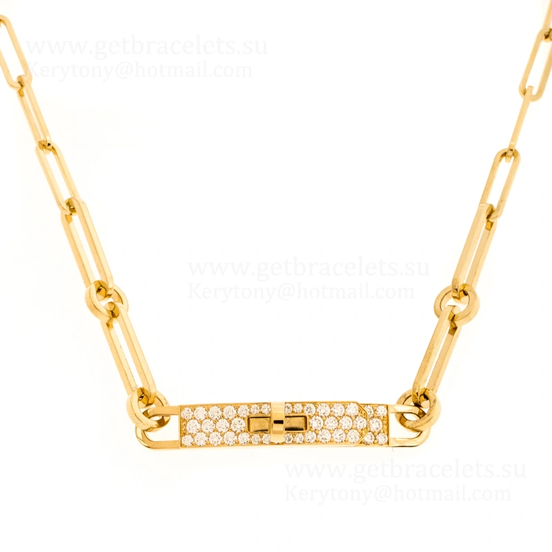 USA Hot Selling Hermes Kelly Chaine Diamond Chain Link Choker Necklace With Diamonds Silver Yellow Gold Rose Gold