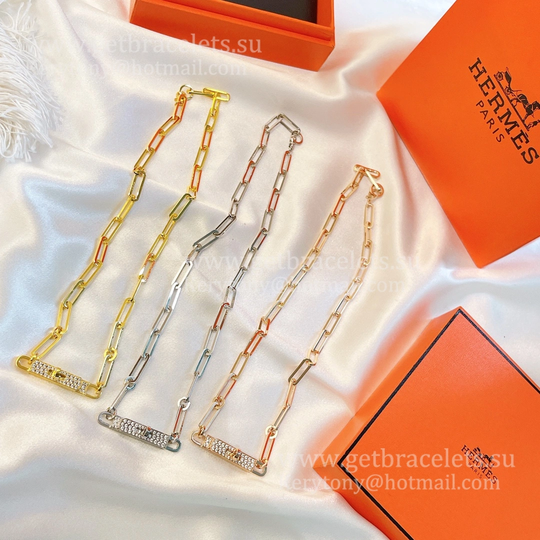 USA Hot Selling Hermes Kelly Chaine Diamond Chain Link Choker Necklace With Diamonds Silver Yellow Gold Rose Gold