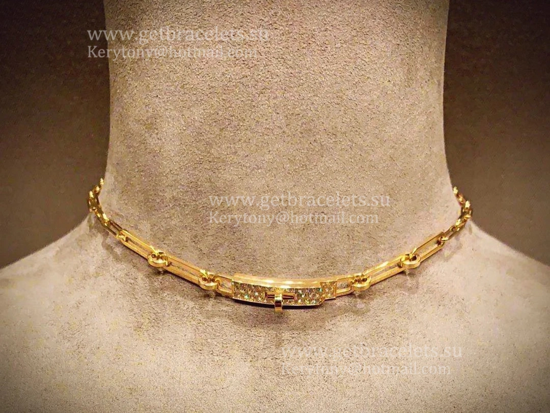 USA Hot Selling Hermes Kelly Chaine Diamond Chain Link Choker Necklace With Diamonds Silver Yellow Gold Rose Gold