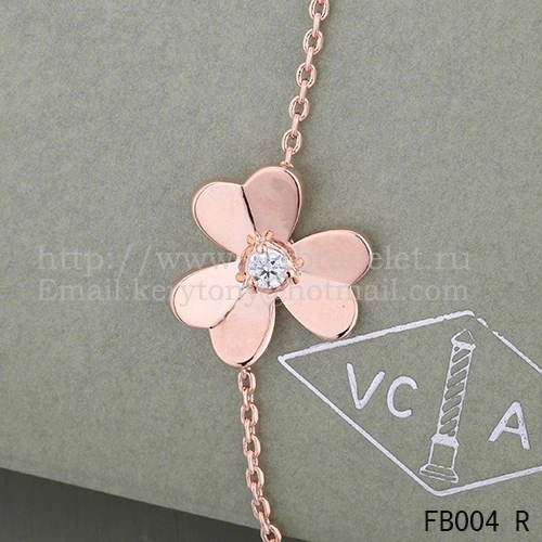 Van Cleef & Arpels Flowers Frivole Bracelet 1 Flowers Pink Gold With Diamond